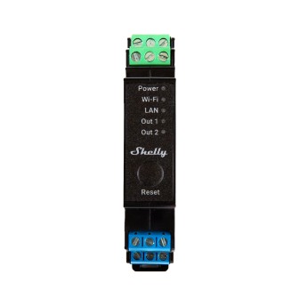 Releu smart Shelly Pro 2PM, compatibil șină DIN, 2 canale, monitorizare consum, control rulouri, WiFi, LAN, Bluetooth Shelly - 1