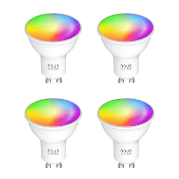 Pachet 4x Bec LED Nous P8 Smart WIFI Bulb RGB GU10, 4.5W, 350 lm, Clasa F Nous - 1
