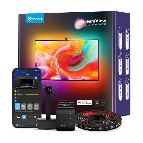 Banda LED RGBIC inteligenta - Ambient Light pentru TV 75-85", Govee DreamView T1, Wi-Fi, Camera ColorSense 1080p HD - 1
