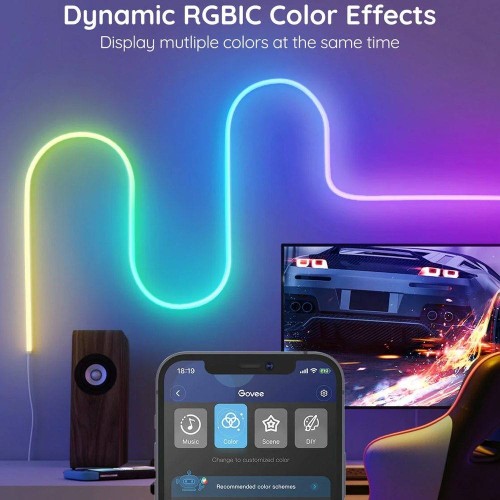 Bandă LED Neon RGBIC inteligentă Govee H61A2, 5m, Wi-Fi, IP67, Chip IC încorporat - control independent LED - 2