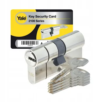 Cilindru de siguranță / urgență Yale Seria 2100, 30x30 mm, 10 pini, nichelat, 5 chei cu amprentă, pentru încuietoare inteligentă