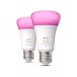 Set 2 becuri LED Smart Philips HUE A19  RGBW, 9.5W, 800 lumeni, E27, Clasa F - 1