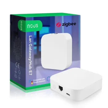 Hub Nous E7, WiFi, Ethernet, 2.4GHz, protocol ZigBee, compatibil Tuya - Smart Life Nous - 1