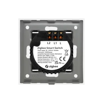 Întrerupator inteligent (fără nul) Luxion Smart Life, dublu, cu touch, din sticlă, ramă aluminiu, ZigBee Smart Life / Tuya - 1