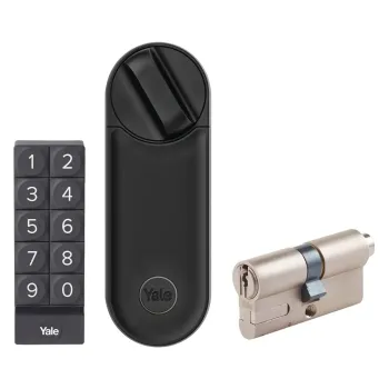 Pachet Încuietoare inteligentă Yale Linus Smart Lock L2, negru mat + tastatură + cilindru de siguranță Yale 30-65mm / 30-60mm Ya