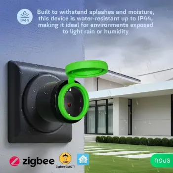 Priză inteligentă / smart wireless pentru exterior NOUS A6Z, ZigBee 3.0, 16A, monitorizare consum, compatibilă Smart Life / Tuya