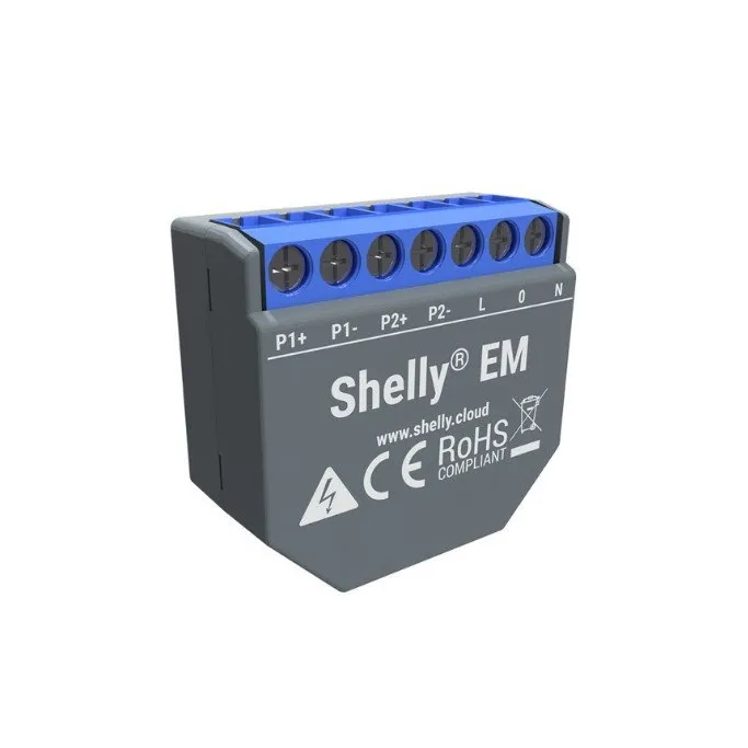 Shelly EM Contor de energie monofazat cu 2 canale cu controlul contactorului