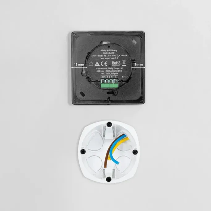 Shelly Wall Display + Senzor BLU H&T Black