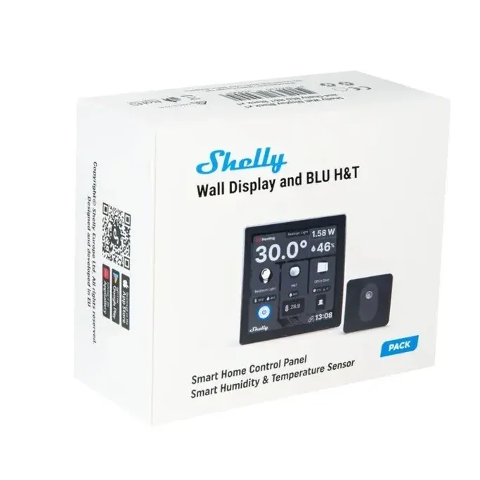 Shelly Wall Display + Senzor BLU H&T Black