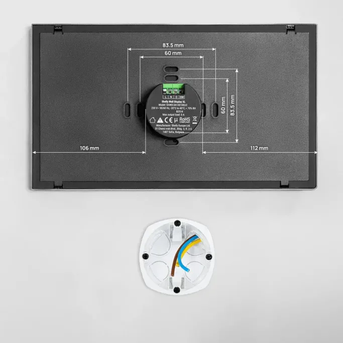 Shelly Wall Display XL Silver – panou smart cu ecran 10"