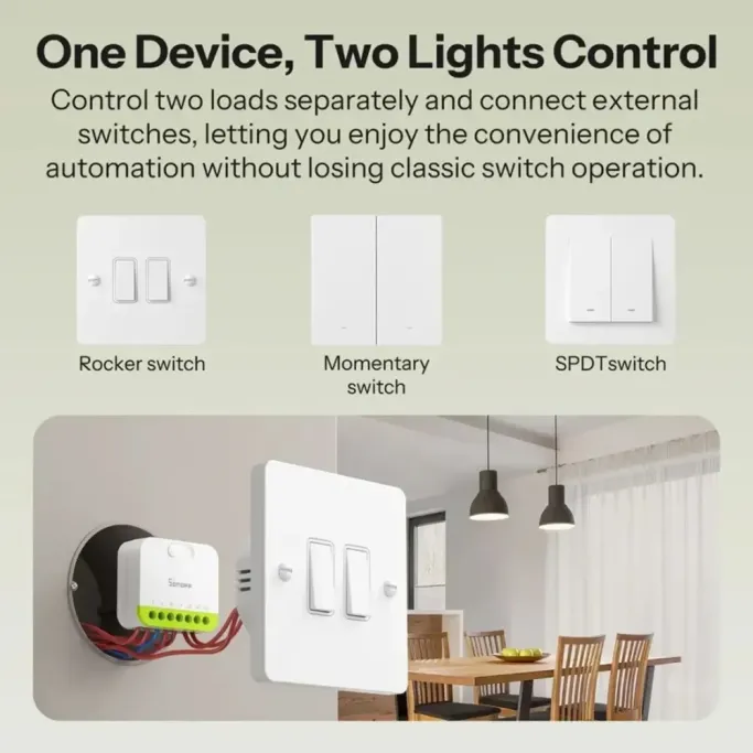 SONOFF MINI DUO MINI-ZB2GS – Smart Switch Zigbee 2 canale