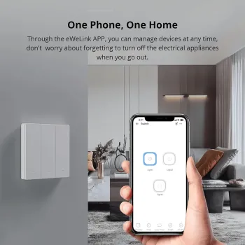 Întrerupător simplu cu touch Sonoff M5 EU M5-2C-86M, Wi-Fi
