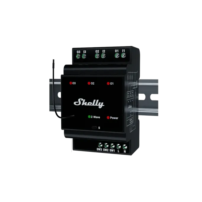 Shelly Wave Pro 3 LR Releu Smart 3 Canale 48A Z-Wave