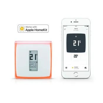 Termostat WiFi inteligent Netatmo Smart Thermostat pentru centrală pe gaz, electrică, pompă de caldură, încălzire în părdoseală 