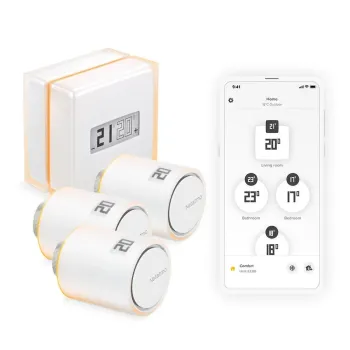 Pachet automatizare climatizare Netatmo: Termostat inteligent pentru centrala + 3x Cap robinet pentru calorifer / radiator WiFi 