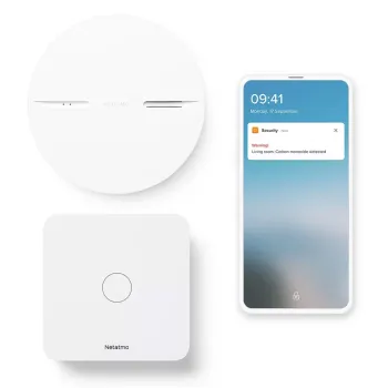 Alarmă inteligentă pentru fum și monoxid de carbon Netatmo Smart Smoke & Carbon Monoxide Alarm WiFi, compatibilă cu HomeKit Neta