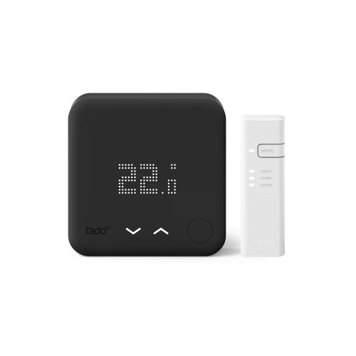 Termostat inteligent cu fir Tado Wired Smart Thermostat Starter Kit V3+ Black Edition pentru centrală pe gaz, ulei, OpenTherm