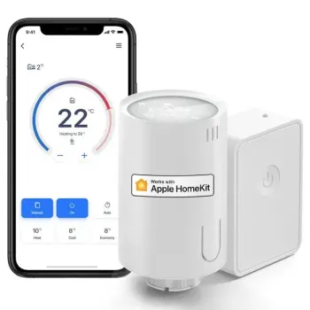 Starter Kit Meross Smart Thermostat Valve MTS150HK – cap termostatic calorifer smart + Hub, Compatibil Alexa, HomeKit, Google Me